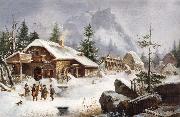 Heinrich Burkel A Village Gathering oil painting artist